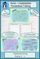 Vorschau - Arbeitsblätter - Purzelsätze Frühling – Kartei zu Satzbau & Rechtschreibung | Schüttelsätze Deutsch Klasse 2–4 - Deckblatt