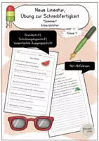 Vorschau - Arbeitsblätter - Neue Lineatur 4. Klasse, Schreibübung Schreibfertigkeit Schönschrift Sommer (Schriften: GS, VA, SAS) - Deckblatt