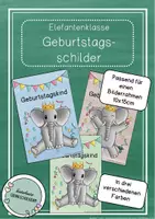 Vorschau - Bildkarten - Elefantenklasse - Geburtstagsschilder / Geburtstagsaufsteller - Deckblatt