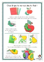 Aperçu - Matériel pour travaux manuels / dessin - Fruits avec chenille Bricolage à imprimer sur papier coloré - Page 1