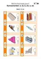 Vorschau - Spiele - Einfaches Rechtschreib-Kartenspiel: Konsonanten - z, tz, k, ck, s, ss - Seite 3