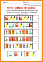 Vorschau - Arbeitsblätter - Muster fortsetzen , Logische Reihen - Schneiden & Kleben - Seite 2