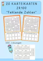 Vorschau - Stationenlernen - Hunderterfeld, fehlende Zahlen, Karteikarten - Deckblatt