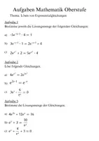 Vorschau - Arbeitsblätter - Mathematik Aufgaben Lösen von Exponentialgleichungen - Seite 1