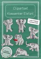 Vorschau - selbst erstellte Cliparts/Grafiken - Clipartset - Klassentier Elefant / Elefantenklasse (Privater Gebrauch) - Deckblatt