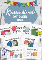 Vorschau - Präsentationen/Tafelbilder - Klassendienste Dot Dudes graue Version - Deckblatt