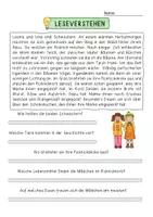 Vorschau - Arbeitsblätter - Lesearbeitsblatt - Leseverstehen einer Geschichte FREEBIE - Seite 1