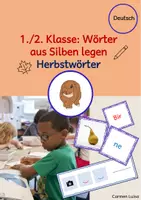 Vorschau - Spiele - 1./2. Klasse Deutsch: Silbenspiel - Herbstwörter - Deckblatt