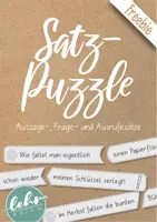 Vorschau - Spiele - Satzpuzzle - Ausrufesätze, Fragesätze und Aussagesätze - Deckblatt