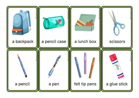 Aperçu - Apprentissages en autonomie - Flashcards - School supplies - The British Fox - Page 1