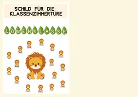 Vorschau - Anderer Materialtyp - Klassenzimmertürschild - Löwenklasse (Blätter) - Deckblatt