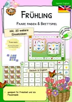 Vorschau - Stationenlernen - Frühling - Kartenspiel & Brettspiel - Deckblatt