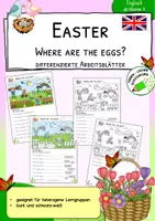 Vorschau - Arbeitsblätter - Where are the eggs? – Easter Prepositions Worksheets - Deckblatt