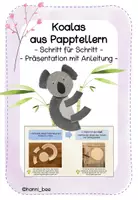 Vorschau - Mal- und Bastelvorlagen - Koalas aus Papptellern basteln: Schritt für Schritt-Anleitung/ digitale Präsentation - Deckblatt