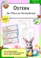 Vorschau - Arbeitsblätter - Ostern - Die 4 Fälle mit Osterwörtern - GRATIS - Deckblatt