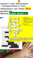 Vorschau - Stationenlernen - Kreuzworträtsel und Suchsel zum Thema Farm mehrfach differenziert - Deckblatt