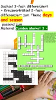 Vorschau - Arbeitsblätter - Kreuzworträtsel und Suchsel days and season mehrfach differenziert - Deckblatt