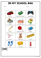 Vorschau - Arbeitsblätter - In my School Bag |School Thingsl | Cut and Glue Worksheet | Vocabulary - Seite 2