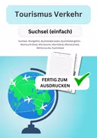 Vorschau - Arbeitsblätter - Tourismus Verkehr, Reisen, Suchsel, einfach, Wortgitter, Buchstabensalat, Buchstabengitter, Wortsuchrätsel, Wortsuche, Worträtsel, Wortsuchsel, Wörtersuche, Suchrätsel - Deckblatt