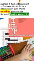 Vorschau - Arbeitsblätter - Weather Kreuzworträtsel und Suchsel zum Thema weather mehrfach differenziert - Deckblatt