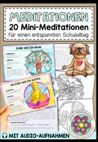 Vorschau - Mal- und Bastelvorlagen - MEDITATIONEN - 20 Mini-Meditationen für einen entspannten Schulalltag (mit Audio-Aufnahmen) - Deckblatt