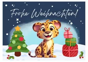 Vorschau - Mal- und Bastelvorlagen - Klassentier Leopard Weihnachten Leopardenklasse Postkarte - Seite 1