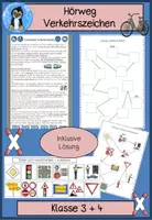 Vorschau - Spiele - Verkehrszeichen Hörweg Sachunterricht, Verkehrserziehung, Radfahrerprüfung, Sachtext, Hörverstehen, Hörverständnis - Deckblatt