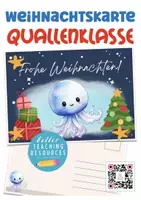 Vorschau - Mal- und Bastelvorlagen - Quallenklasse Klassentier Qualle Weihnachten Postkarte - Deckblatt