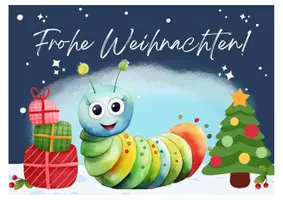 Vorschau - Mal- und Bastelvorlagen - Raupenklasse Klassentier Raupe Weihnachten Postkarte - Seite 1