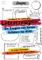 Vorschau - Arbeitsblätter - Lehrerzeugnis - Ein Zeugnis von deinen Schülern für dich - Deckblatt