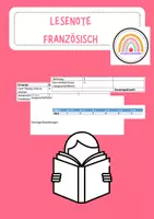 Vorschau - Anderer Materialtyp - Bewertungsraster Lesenote Französisch - Deckblatt
