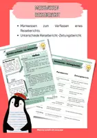 Vorschau - Arbeitsblätter - Materialpaket Berichten Zeitungsbericht Reisebericht Schreibanlass Merkwissen - Seite 1