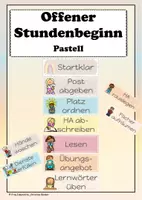 Vorschau - Poster - Offener Stundenbeginn Schilder pastell Klassenraum Management - Deckblatt