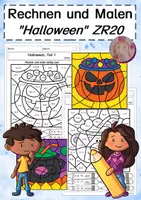 Vorschau - Arbeitsblätter - Rechnen und malen zu Halloween - Zahlenraum 20 mit Übergang - Deckblatt