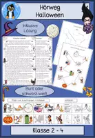 Vorschau - Spiele - Halloween Hörweg, Sachtext, Hörübung, Klasse 3, Klasse 4 - Deckblatt