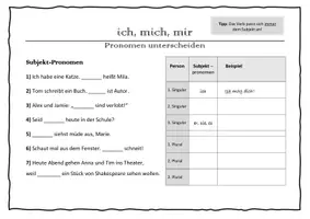 Vorschau - Arbeitsblätter - Arbeitsblatt: Personalpronomen unterscheiden (DaZ/ DaF) - Deckblatt