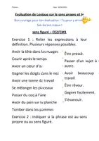 Aperçu - Feuilles d'exercices - Evaluation sens propre/ sens figuré CE2/CM1 - Page 1
