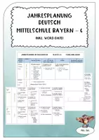 Vorschau - Stundenentwürfe - Jahresplanung Deutsch 6 - Mittelschule Bayern (inkl. Word-Datei) - Deckblatt