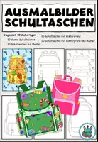 Vorschau - Mal- und Bastelvorlagen - Malvorlagen / Ausmalbilder Schultaschen / Büchertaschen - 40 verschiedene Motive - Deckblatt