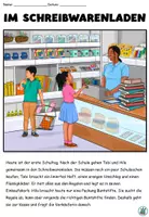 Vorschau - Text - Lesetext Dialog "Im Schreibwarenladen" Meine Schulsachen - DaZ / DaF / Deutsch - Seite 1