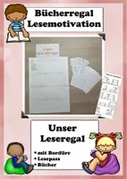 Vorschau - Mal- und Bastelvorlagen - Bücherregal Lesemotivation Lesepass Deutsch Klasse 1-4 - Deckblatt