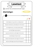 Vorschau - Arbeitsblätter - Leseverständnis (Leseverstehen) - Allerheiligen + Lösungen (mit didaktischer Resverve) - Seite 2