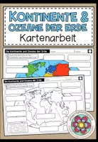 Vorschau - Arbeitsblätter - Kontinente und Ozeane der Erde - Kartenarbeit - Deckblatt