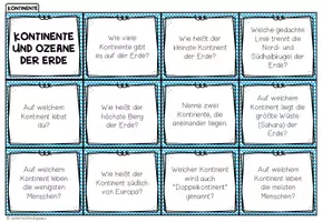 Vorschau - Spiele - Kontinente und Ozeane der Erde - Plauderkärtchen - Seite 1