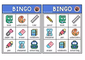 Vista previa - Juegos / Gamificación - BINGO: School Supplies - página 1