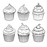 Vorschau - Mal- und Bastelvorlagen - Cliparts/ Doodles/ Malvorlage: Muffins - Seite 1