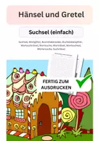 Vorschau - Arbeitsblätter - Hänsel und Gretel, Suchsel, einfach, Wortgitter, Buchstabensalat, Buchstabengitter, Wortsuchrätsel, Wortsuche, Worträtsel, Wortsuchsel, Wörtersuche, Suchrätsel - Deckblatt