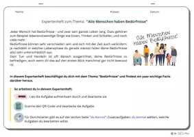 Vorschau - Arbeitsblätter - Expertenheft: Alle Menschen haben Bedürfnisse - Seite 1