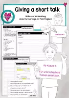 Vorschau - Arbeitsblätter - Giving a short talk - useful phrases, presentation notes, ... - Deckblatt