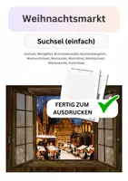 Vorschau - Arbeitsblätter - Weihnachtsmarkt, Suchsel, einfach, Wortgitter, Buchstabensalat, Buchstabengitter, Wortsuchrätsel, Wortsuche, Worträtsel, Wortsuchsel, Wörtersuche, Suchrätsel - Deckblatt